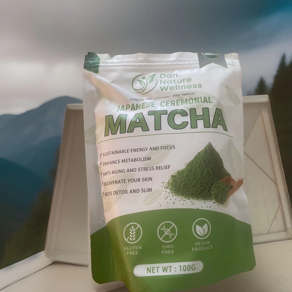 Polvo de té verde Matcha orgánico Nature Wellness 100 gramos - japonés 100 % orgánico Foto 2 de 4