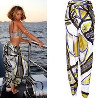EMILIO PUCCI CRUISE DRESS PANTS MULTI-COLOR JERSEY VISCOSE IT-44/US-10 NWT
