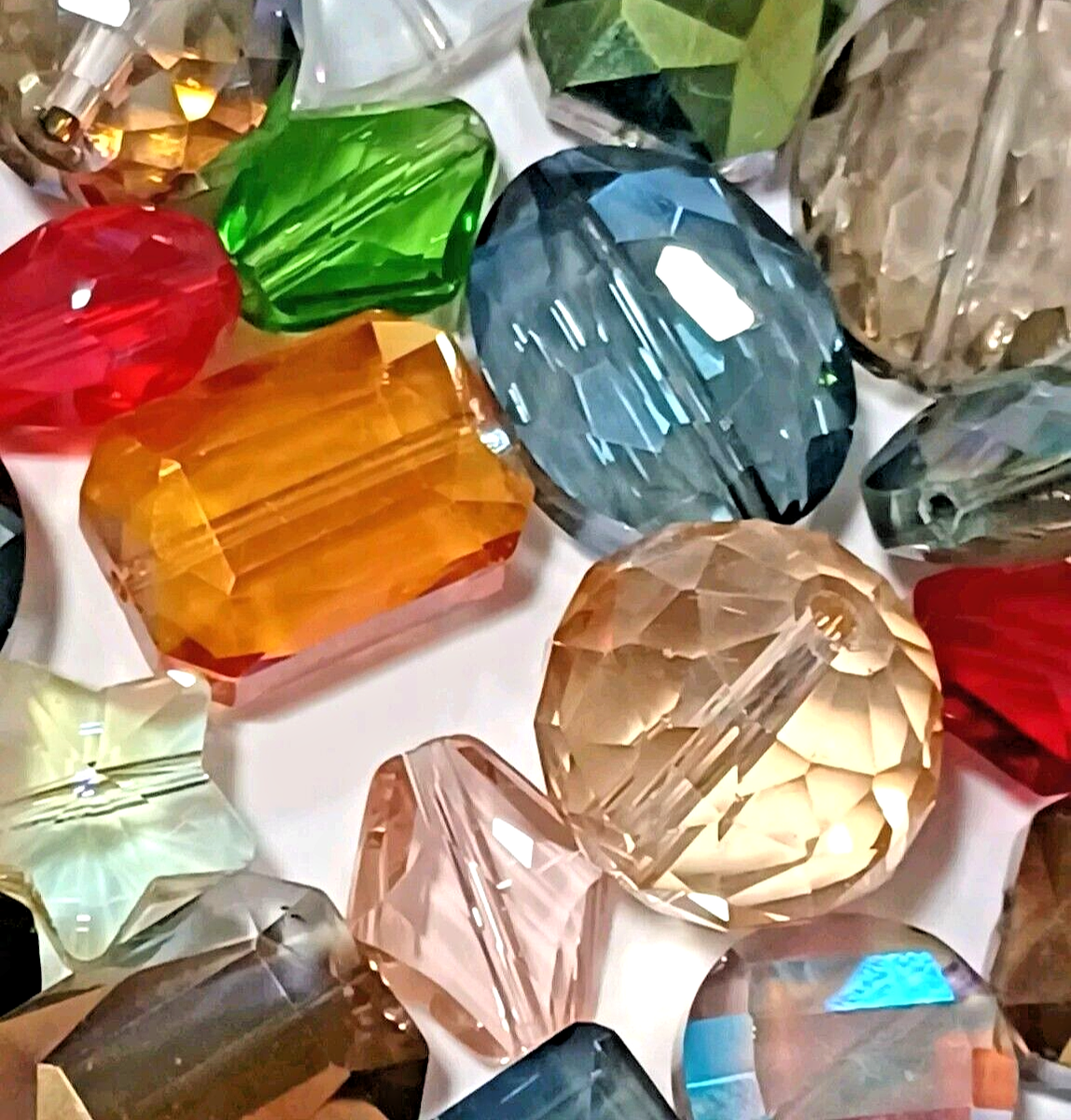 20 Large Crystal Glass Bead Lot Jewelry Making Faceted Loose Focal