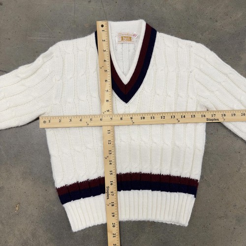 Vintage 60s 70s Cortina by Robert Bruce Knit Sweater White Size 12 Mod Retro VTG - Picture 4 of 5