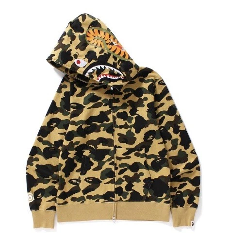 A BATHING APE (BAPE) BAPE Felpa con cappuccio mimetica squalo cerniera intera media. Ottime condizioni usa unata