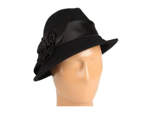 San Diego Hat Company Elegant Black Wool Fedora Hat Jolene - Wool Blend Fedora with Gold Chain Trim – San Diego  main image 2