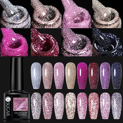 UR SUGAR 7.5ml Reflective Glitter Gel Pailletten Gel Nagellack Semi-permanent