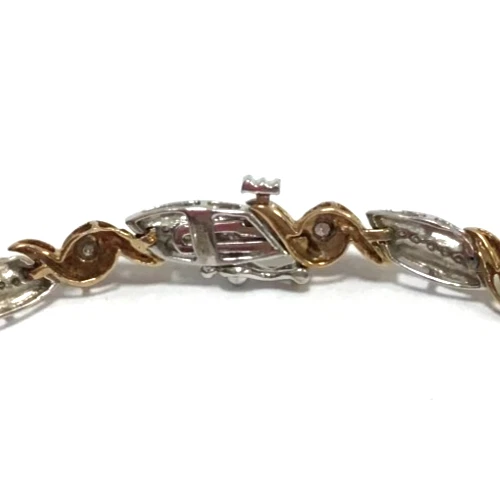 MA3) Ladies 10k Two-Tone Gold 9.7g Diamond 0.50TCW Tennis Bracelet - Size 7.5" - Image 3 of 4