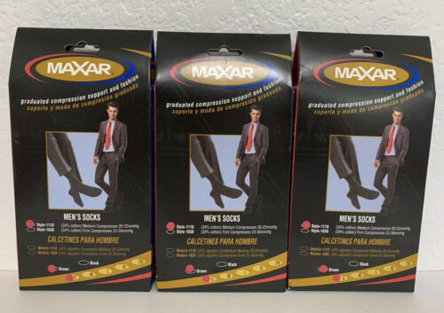 Pack of 3 Maxar Mens Socks Medium Compression BROWN Small Size (2022