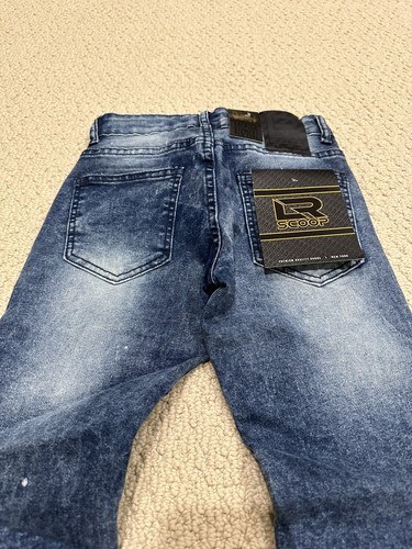 NWT Boy’s LR Scoop Medium Blue Distressed Moto Stretch Skinny Jeans Sizes 8-14 - Picture 6 of 6