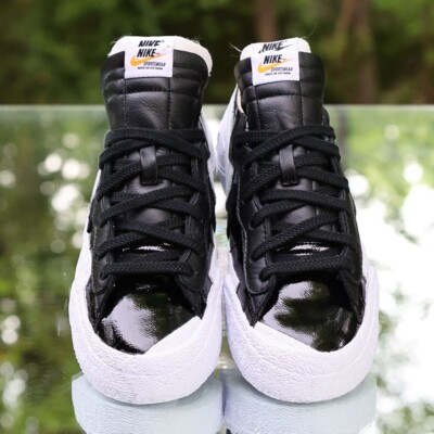 Nike Sacai x Blazer Low Black Patent Men's Size 9 White Nike Sacai x Blazer Low Black Patent Men's Size 9 White