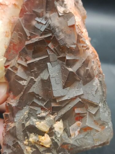 360g Natural Fluorite Mineral Specimen Rare Dual Sided With Calcite Crystal - Picture 4 of 24