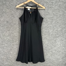 Nine West Dress Women 4 Black Sheath Midi Zipper Sleeveless Round Neck Casual