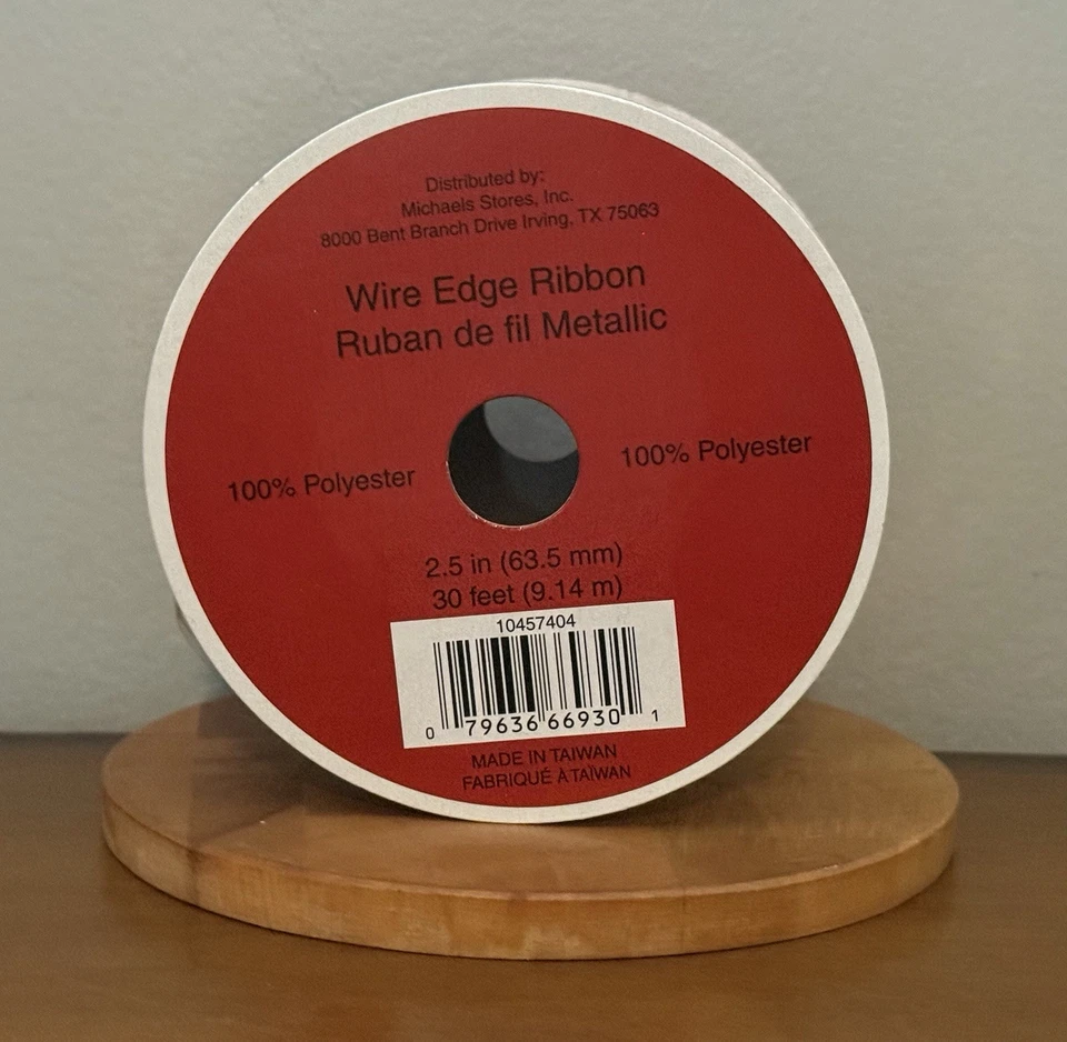 VTG Celebrate It Wired Christmas Ribbon Red  & Gold Glitter Snowflake 30ftx2.5in - Image 4 of 4