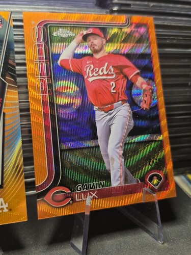 2 Card Gavin Lux Rookie Chrome Lot OnCard Auto+Orange Wave /25 Reds/Dodgers LšK - Picture 7 of 21