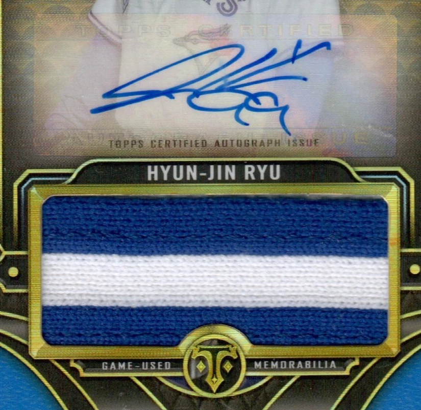 Hyun-Jin Ryu 2022 Topps Triple Threads Auto Single Jumbo Relic Sapphire 7/10 - Image 4 of 4