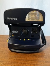 Original Vintage Polaroid 600 Instant Camera Built In Flash Black Works