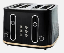 Black Scandi Wood Effect 4 Slice Toaster FREE DELIVERY MINOR USE