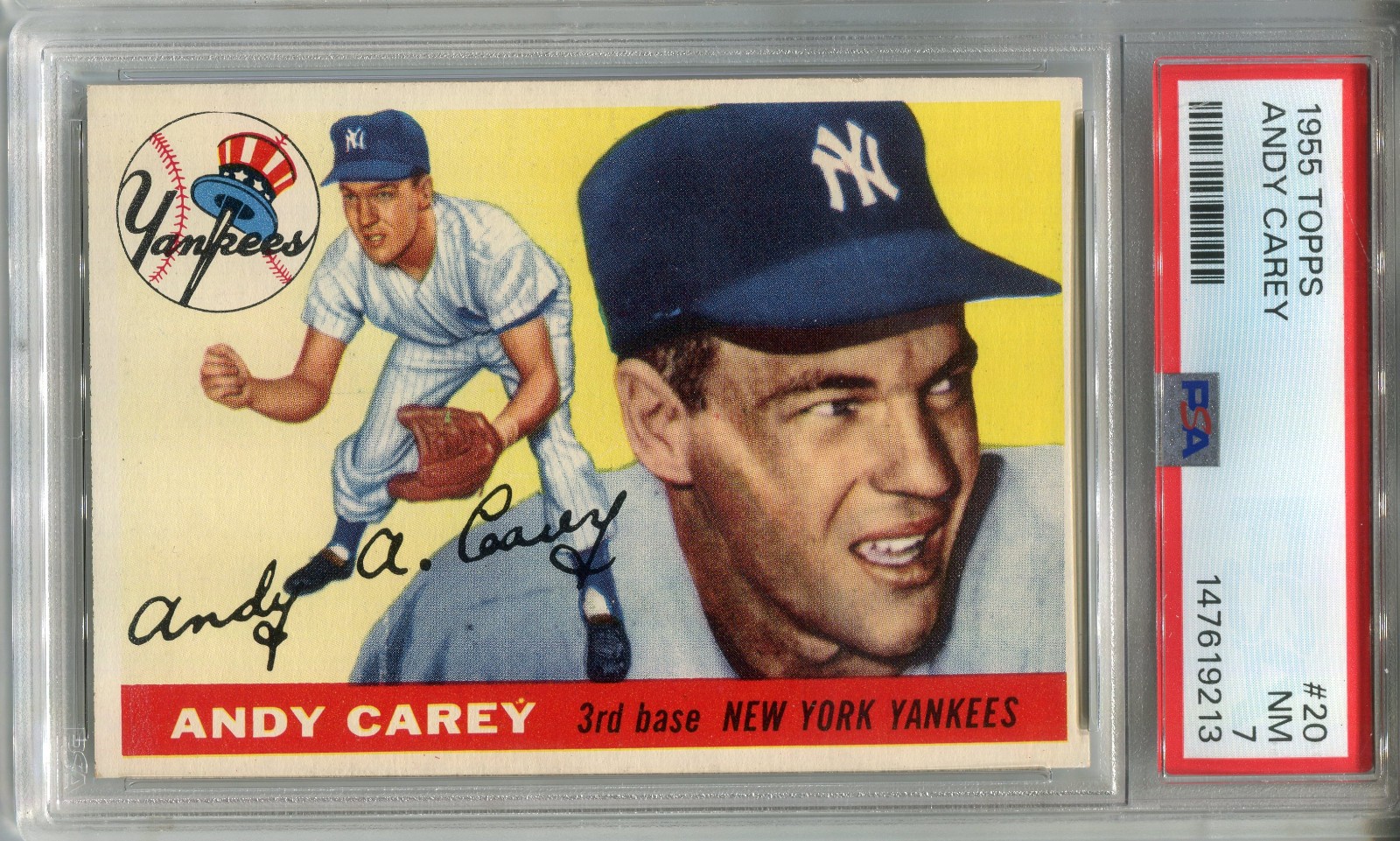 1955 Topps #20 Andy Carey PSA 7 NM New York Yankees