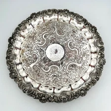 GEORGE IV SALVER OLD SHEFFIELD PLATE c1820 POSSIBLY BELLINGHAM CREST