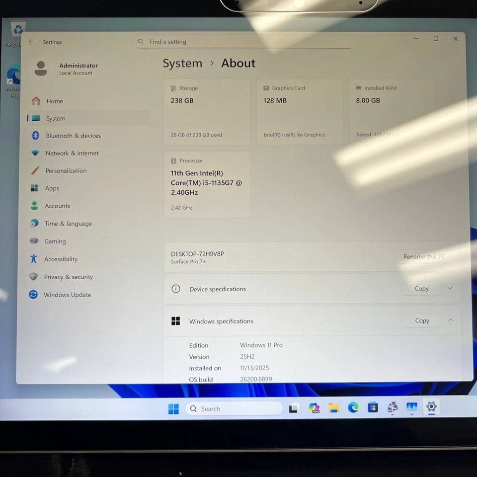 Microsoft поверхность Pro 7 Plus i5-1135G7 2,4 ГГц 8GB RAM 256GB SSD * читать DESC * - Изображение 3 из 4