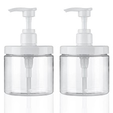 Cosywell Pump Bottle Dispenser Plastic Refillable Bottles 2x 500ml, Clear