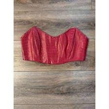 Excellent Condition Red Crocodile-Textured Faux Leather Corset. Size XS.