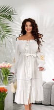 Ukrainian Embroidered Dress Plus Size Vyshyvanka Linen Cotton Boho Dress