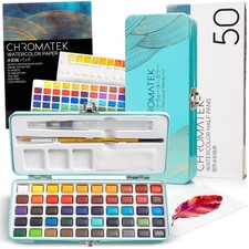 Watercolor Paint Set, 50 Vivid Colors, Water Color Paper Pad, Brush, Aqua Pen...