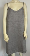 Eileen Fisher Dress With Cardigan/Duster Crochet Gray Metallic MIDI Size M