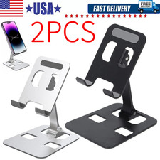 2PCS Universal Adjustable Metal Desk Tabletop Phone iPad Tablet Stand Foldable
