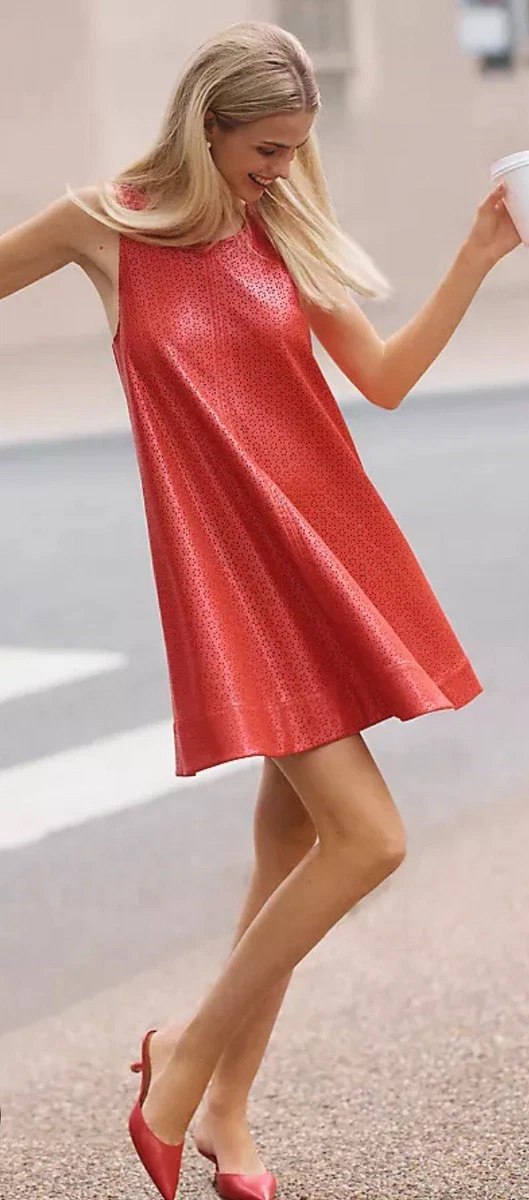 anthropologie red leather dress Coastal_Blonde on LTK