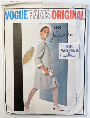 '60s Vogue Paris Orig 1540 Jacques Heim Dress & Jacket Pattern Size 12 + Label