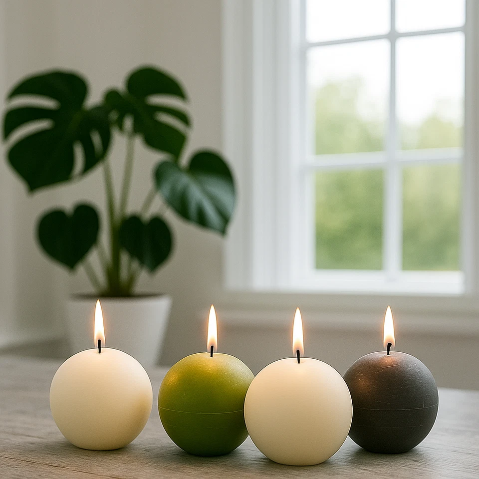 6x Rustic Kugelkerze Kerzen Wachskerze Kugel Kerze Gala versch. Farben Ø 75x77mm - Bild 2 von 4