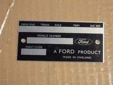 Ford Chassis Plate 1963-65 Cortina Lotus Anglia Corsair Classic Capri Thames