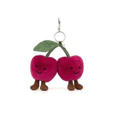Jellycat Amuseables Cherries Bag Charm Key Chain Plush with Tags