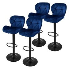 Set di 4 sgabelli alti da bar in velluto blu sgabello bistrot altezza regolabile