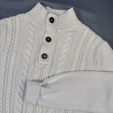 Gap Kids Boy Or Girl  s Ivory Cable Knit Cotton Cardigan Sweater, Sz. 14-16