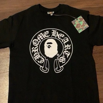 A Bathing Ape BAPE Men's M Black Cotton Crew Neck Graphic Logo T-Shirt