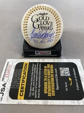 SANDY ALOMAR JR. AUTOGRAPH RAWLINGS GOLD GLOVE LOGO BASEBALL JSA CL60761