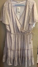 Indulge Instyle Light Purple Flower Print Midi  Women Dress 3xl