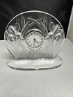 Vintage LALIQUE Clear & Frosted Crystal SIGNED Round Iris Clock *Pro Serviced* — photo 3