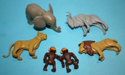 Playmobil Tiere 3145 Zoo Tierpark 2 Löwen Elefant Gnu  2 Affen