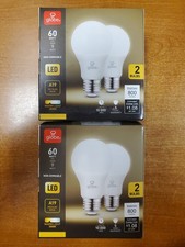 2 Boxes of 2: Globe 60 Watt A19 Light Bulbs Medium Base Non Dimmable LED 2063-F