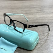 Tiffany Co TF2126-D 1837 Eyeglasses Frame Black Blue Bi-Color Italy Case Cloth