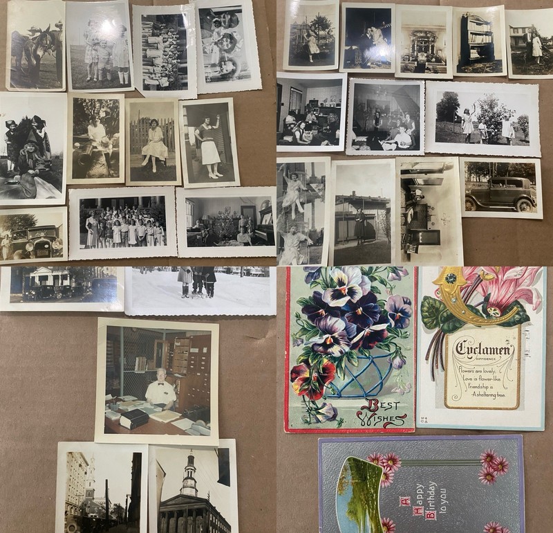 Vtg Photo Lot Family Portraits, Architecture, Cars & Holiday, Christmas Tree