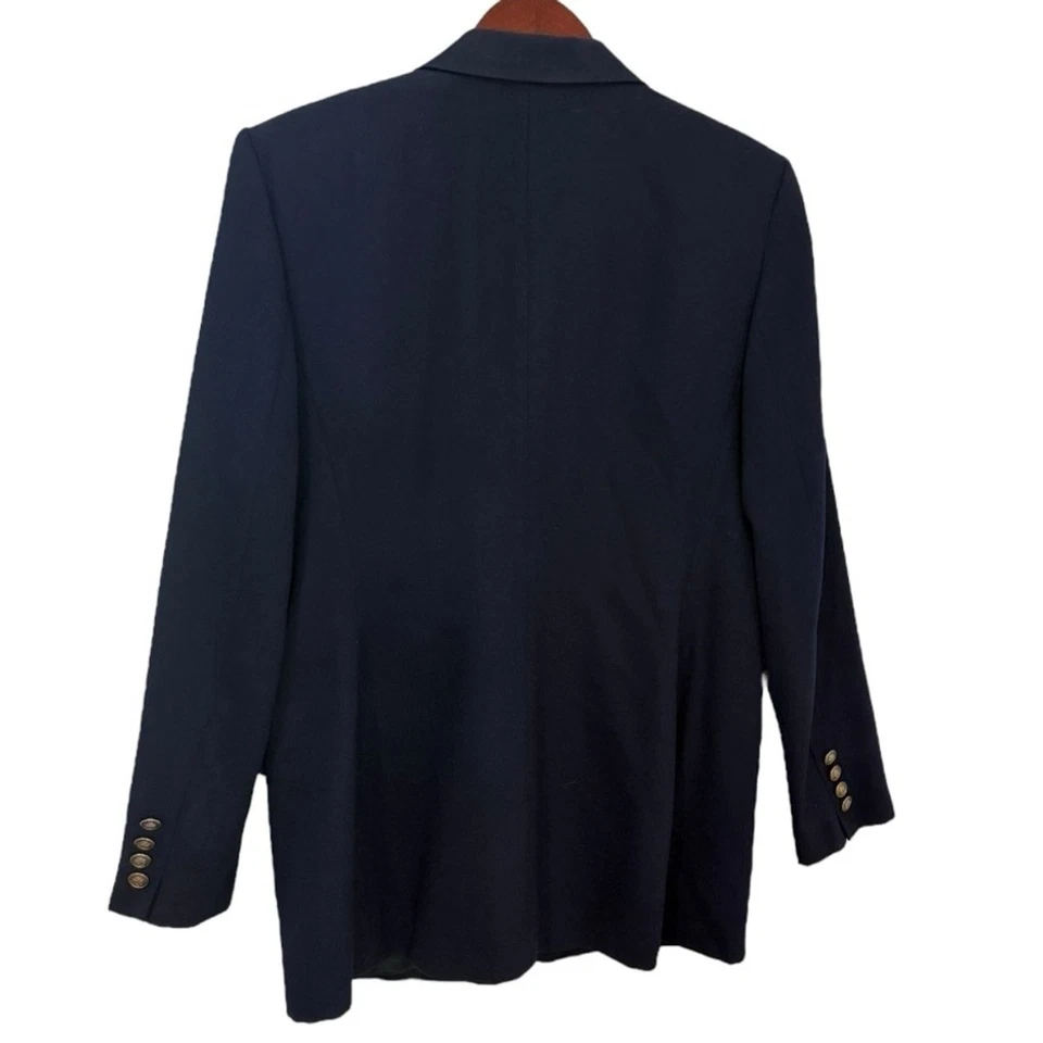 Lauren Ralph Lauren женский блейзер размер 10 темно-синий шерсть золотые пуговицы герб логотип США - Изображение 3 из 4