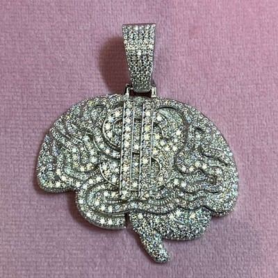 Iced Out Moissanite Geld Gehirn Anhänger