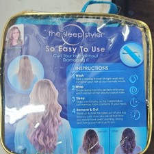 The Sleep Styler Heatless Foam Hair Rollers 2in Barrel Blue Travel Zip Case