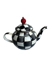 Mackenzie-Childs Courtly Check 4 Cup Teapot Ceramic Enamel Lid