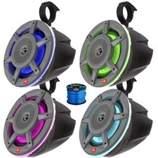 4x 8" 500W 3-Way Gray Marine RGB LED Speakers, Speaker Enclosures, Speaker Wire