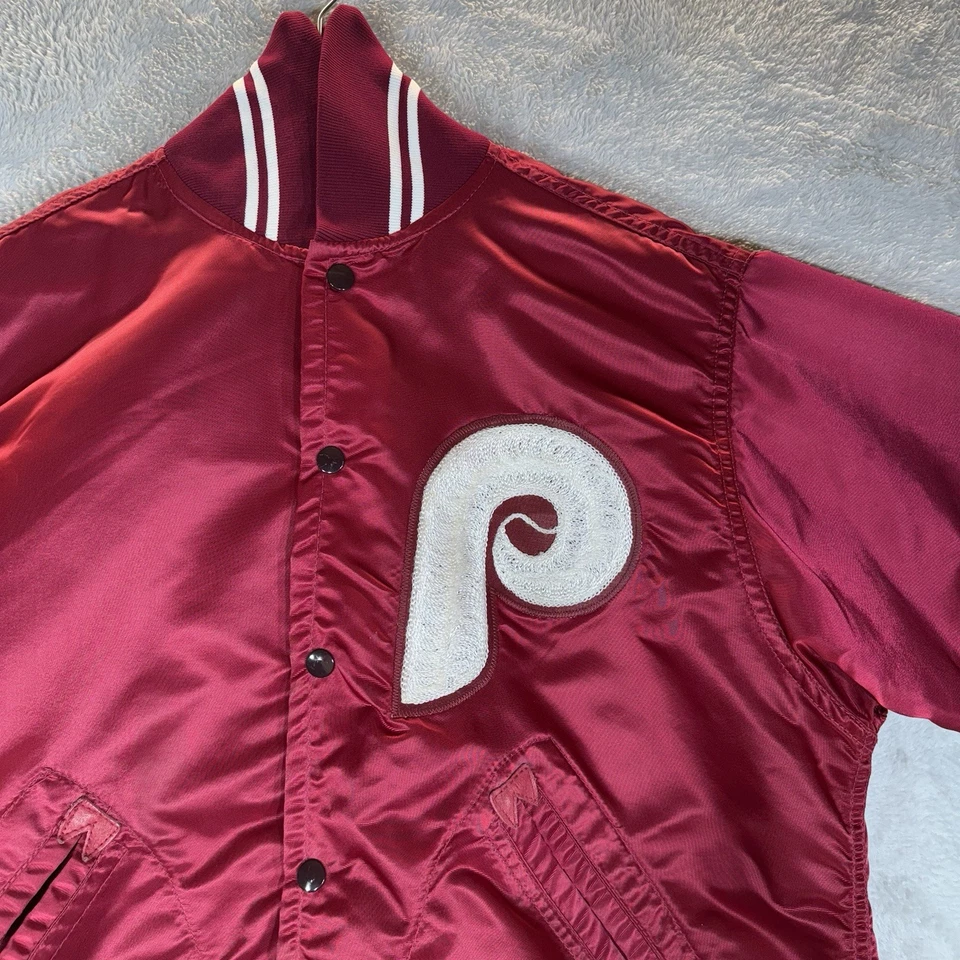 Vintage Philadelphia Phillies Wilson Satin Bomber Jacket 80s USA Sz 42 / L-XL - Image 3 of 4