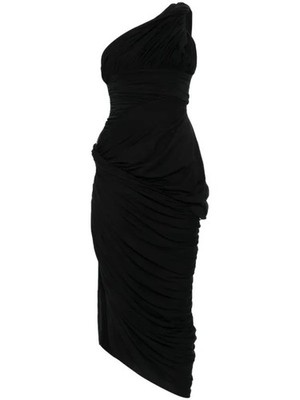Rick Owens Lido Kleid SS24 - drapiertes asymmetrisches Midikleid - italienische Baumwolle