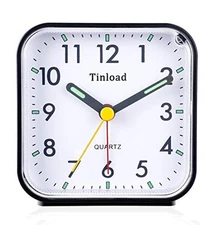 Tinload Small Battery Operated Analog Alarm Clock Silent Non Ticking, Ascending